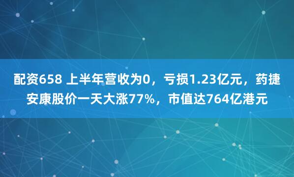 配资658 上半年营收为0，亏损1.23亿元，药捷安康股价一天大涨77%，市值达764亿港元