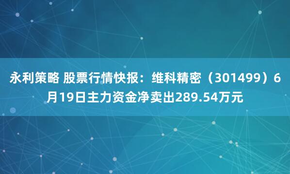 永利策略 股票行情快报：维科精密（301499）6月19日主力资金净卖出289.54万元