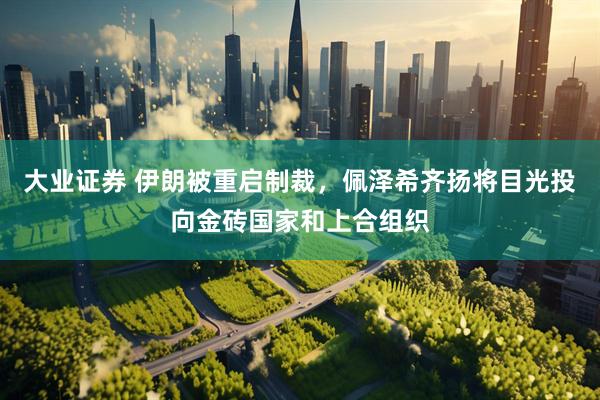 大业证券 伊朗被重启制裁，佩泽希齐扬将目光投向金砖国家和上合组织